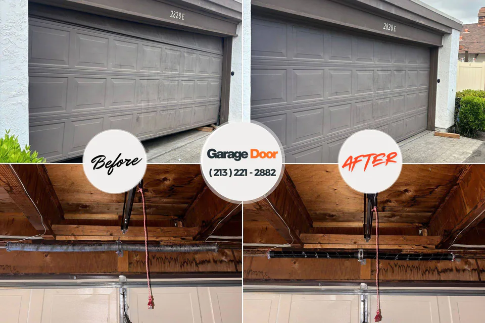 Before and after: garage door repair Breckinridge Center, KY
